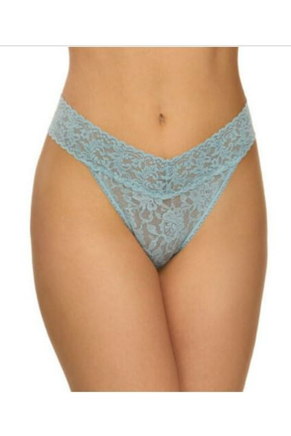 Signature Lace Rise Thong (Duck Egg Blue, One/Size/Plus) 4811X