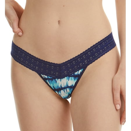 Hanky Panky Printed DreamEase Low Rise Thong (PR681004),Indigo Stripe