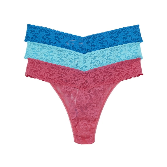 Hanky Panky Womens Signature Lace Original Rise Thong Fashion 3-Pack Style-48113PVPK