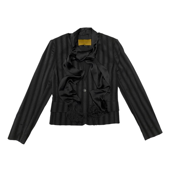 Hanley Mellon Women's Blazer with Removable Scarf 12 Black