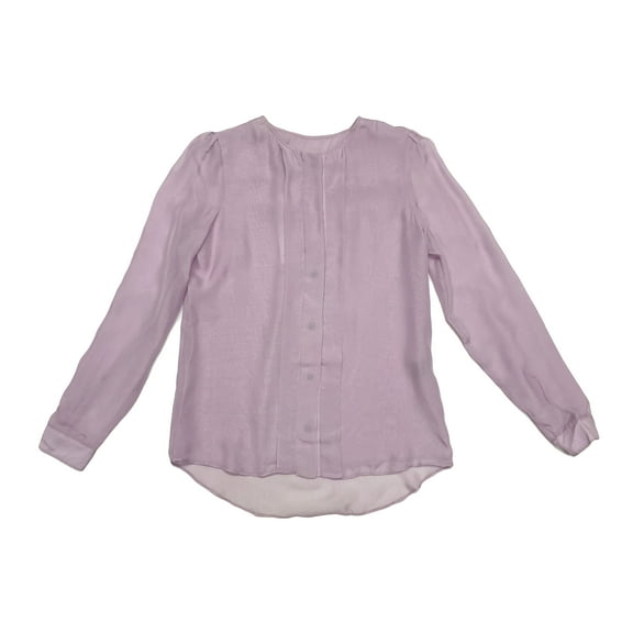 Hanley Mellon Women's Collarless Chiffon Military Blouse 0 Lilac