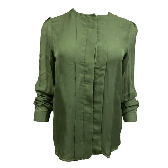 Hanley Mellon Women's Collarless Military Blouse 4 Army Green