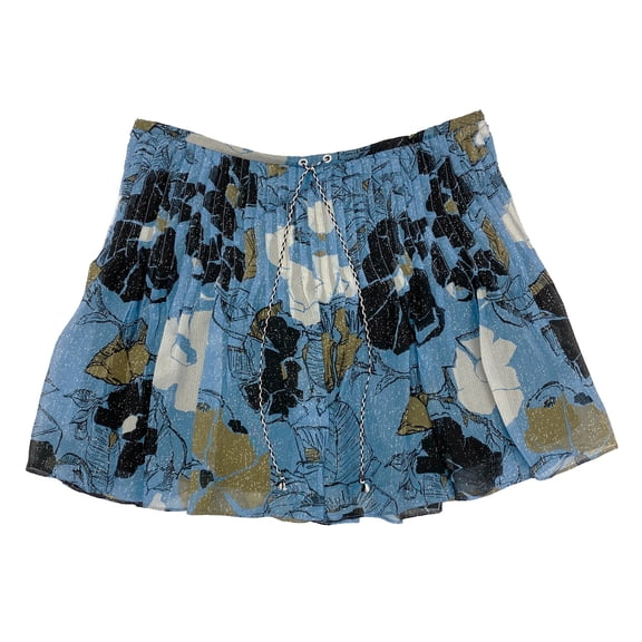 Hanley Mellon Women's Floral Chiffon Pleated Skirt 8 Blue