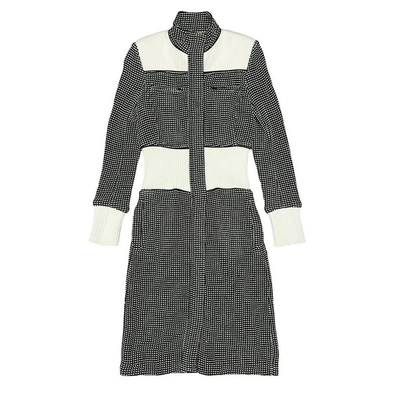 Hanley Mellon Women's Polka Dot Tweed Trench Coat 0 Black