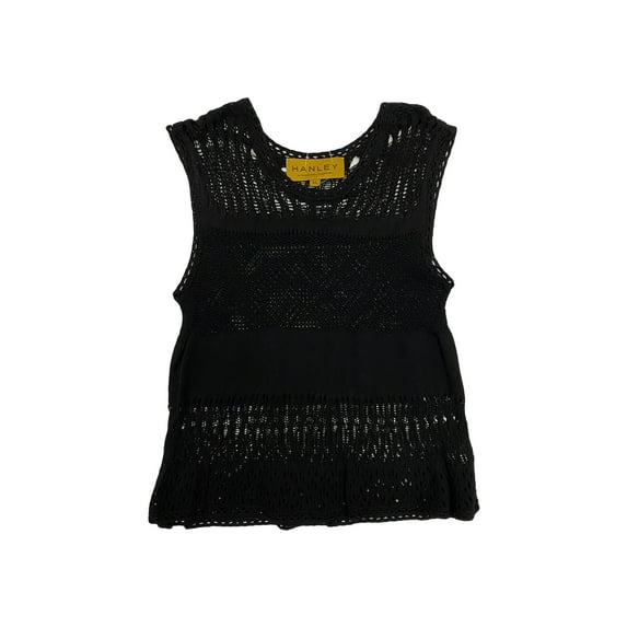 Hanley Mellon Women's Sleeveless Crochet Tank Small Black
