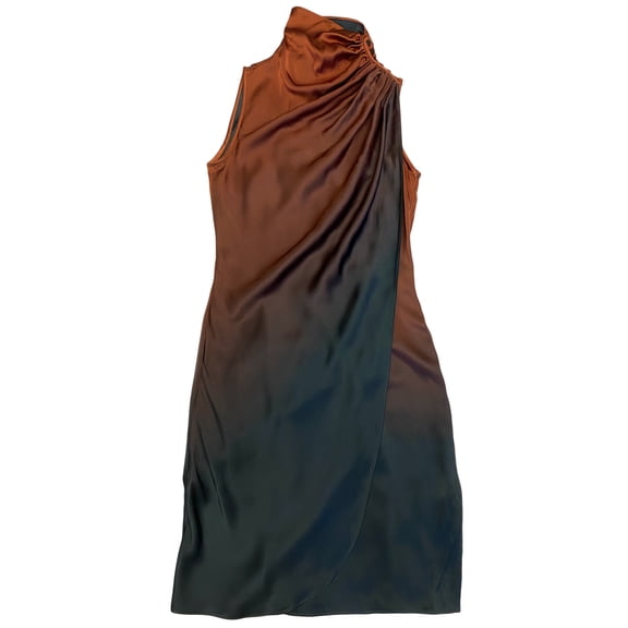 Hanley Mellon Women's Sleeveless Drape Dress 2 Teal/Brick