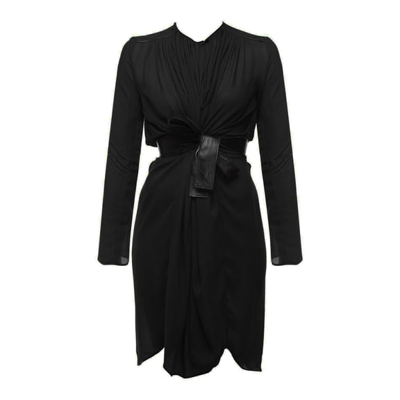 Hanley Mellon Women's Tulip Dress with Leather Belt 6 Black