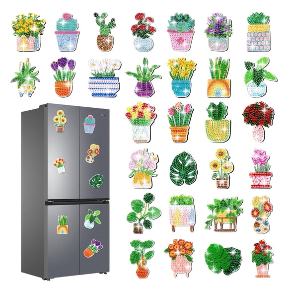 Hanlintk Spring Magnets Diamond Art,Refrigerator Magnets Spring Flower Diamond Art,5D Rhinestone Diamond Art Magnet for Beginners Adults DIY Art Craft Gifts Home Decors
