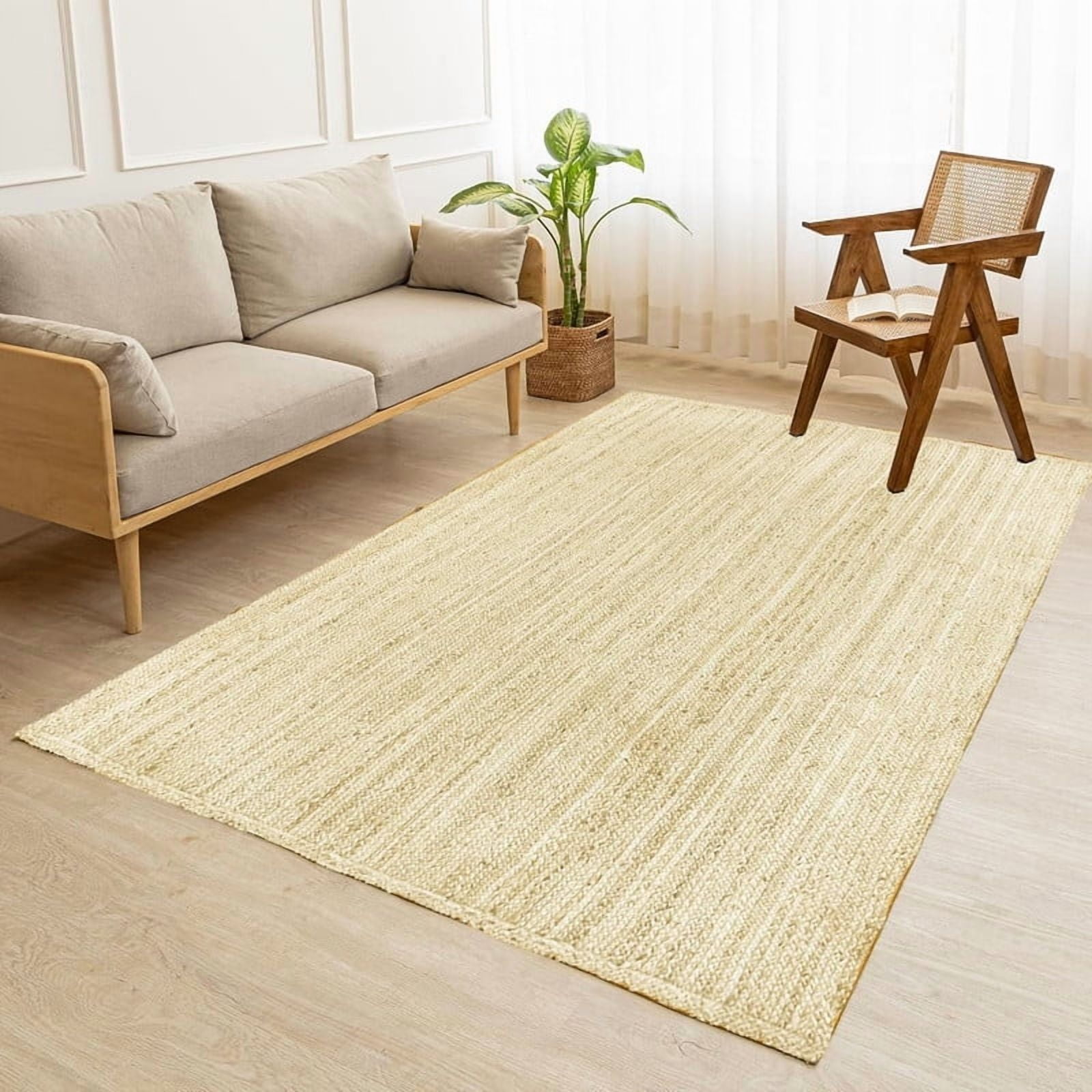 Hanmade Woven Rectangle Jute Rug, Rustic Braided Reversible Farmhouse ...