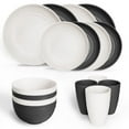 Hanmfei Plastic Dinnerware Set for 4,Plastic Plates and Bowls Sets