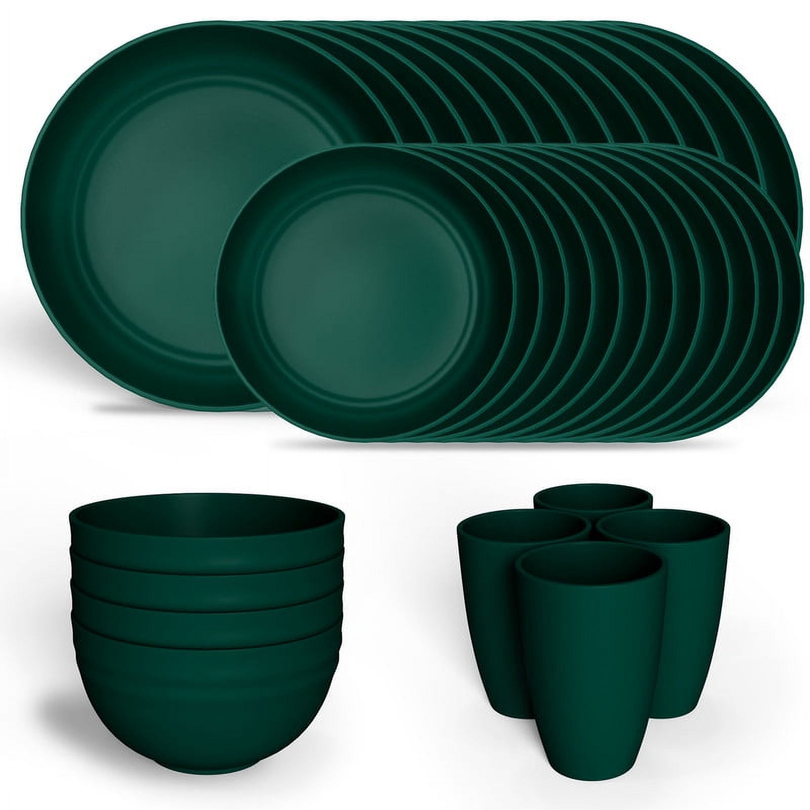 Hanmfei Plastic Dinnerware Set for 4,Plastic Plates and Bowls Sets