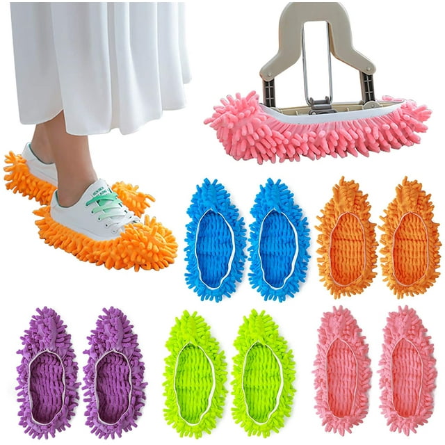 Hanmir 10Pcs Mop Slippers for Dust Cleaning Reusable Mop Shoe Cover Mopping Socks for Kitchen