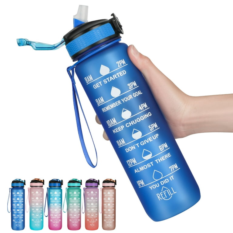 500/1000ml Motivational Water Bottle With Time Markings Bpa Free Tritan Leakproof  Drink Bottle With Fruit Filter For Gym Hiking - Water Bottles - AliExpress