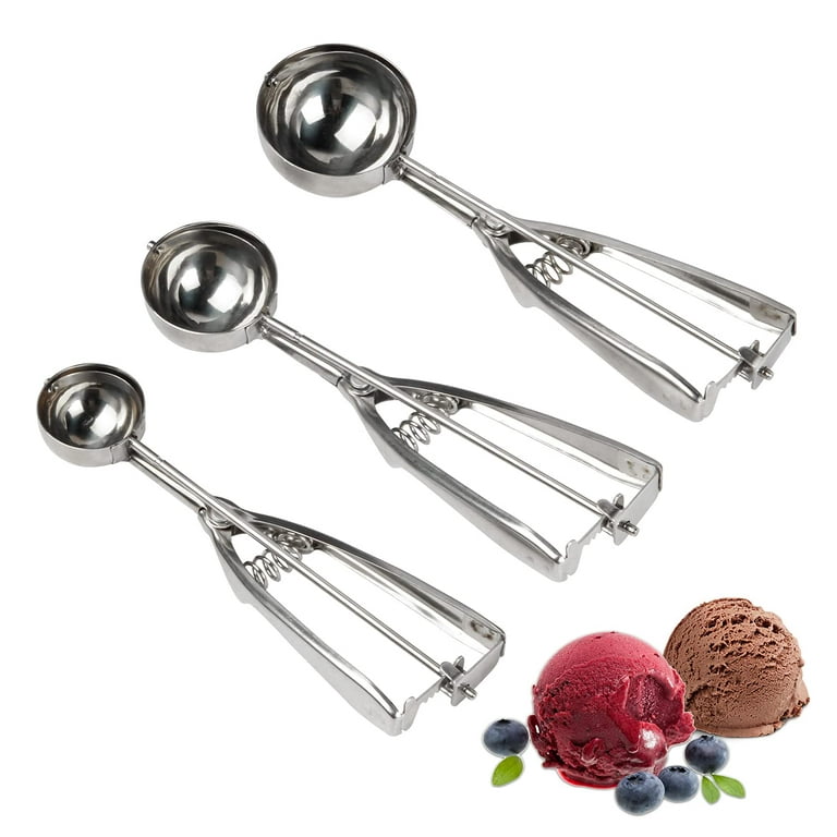 Cookie Scoop Set, 3 Pcs Ice Cream Scoop with Trigger, 18/8 Stainless Steel