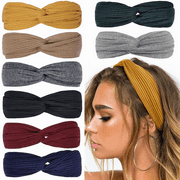 Hanmir 8 Pack Headbands for Women Twist Knotted Boho Stretchy Hair Bands for Girls Criss Cross Turban Plain Headwrap Yoga Workout Vintage Hair Accessories