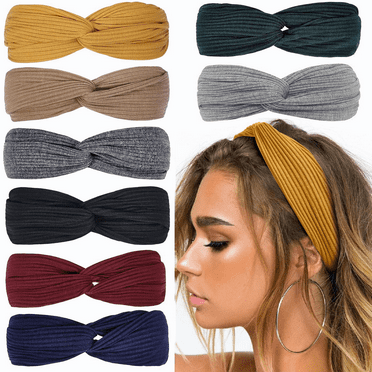 Hanmir 8 Pack Headbands for Women Twist Knotted Boho Stretchy Hair Bands for Girls Criss Cross Turban Plain Headwrap Yoga Workout Vintage Hair Accessories
