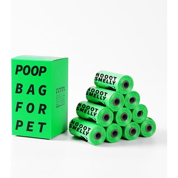 Hanmun 10 Rolls Green Portable Degradable Pet Dog Poop Bag Leak-proof for Home Outdoor Travel