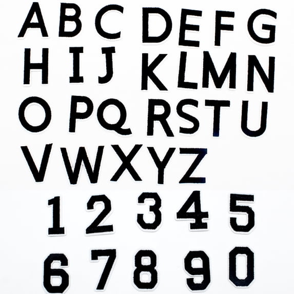 Hanmun 72 Pieces Iron on Letters and Numbers Patches for Clothes Hat Socks DIY Accessories Black