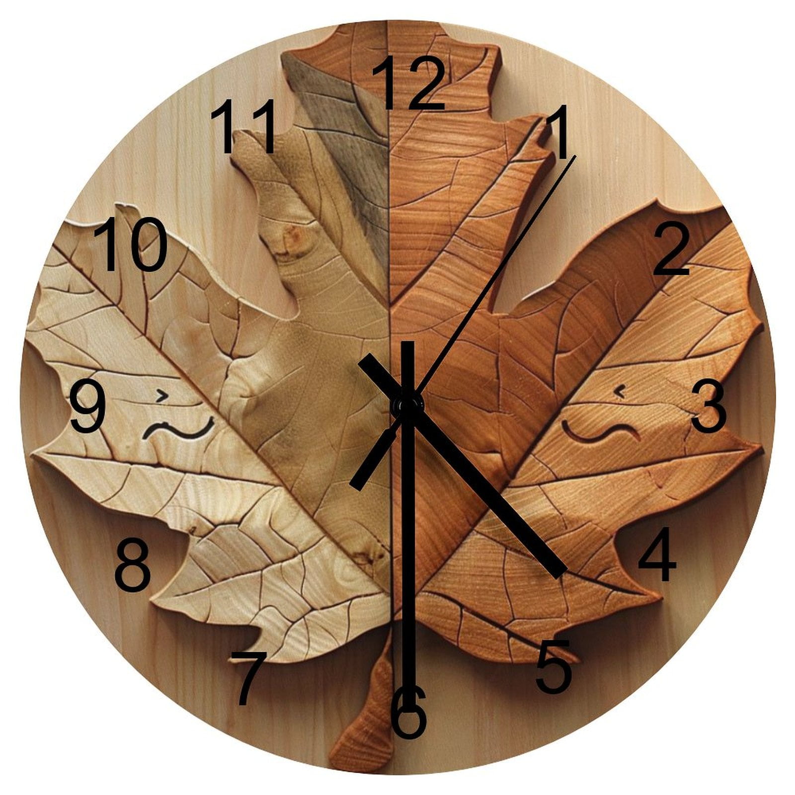 Hanmun Maple Leaf Wall Clock 11.8 Inch Battery Operated Silent Non ...