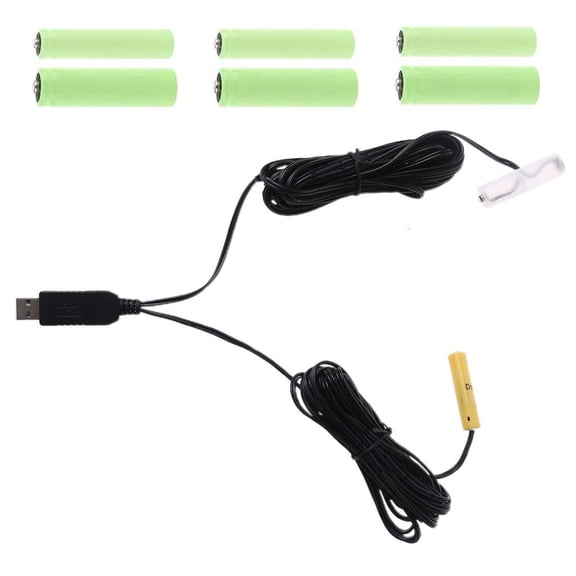 HannLk 2 in 1 USB 6V LR6 4 AA LR03 4 AAA Battery Eliminator Can Replace 4pcs Battery