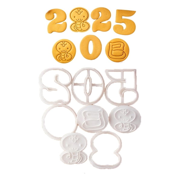 HannLk 2025 Snake Year Biscuits Cutters Cookie Stamps Kitchen Baking Supplies