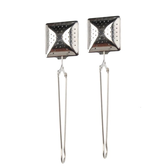 HannLk 2Pieces Square Head Teas Strainer Nonrust Steel Infuser With Handle Easy Cleaning