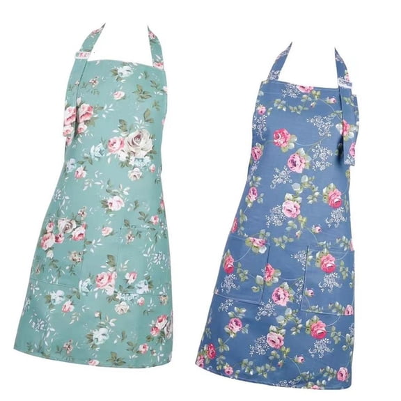 HannLk 2pcs Kitchen Apron Sleeveless Korean Design Pattern Cooking Smock For Women Men