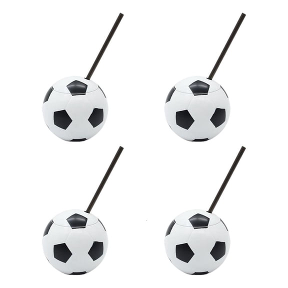 HannLk 4Pcs Sporty Football Drinking Mugs 450ml Plastic Drinking Cup For Parties
