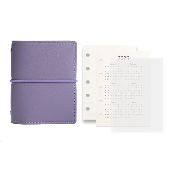 HannLk 5 Holes Binder Notebook with Refill Paper 12.3x9.8CM 5 Rings Binder