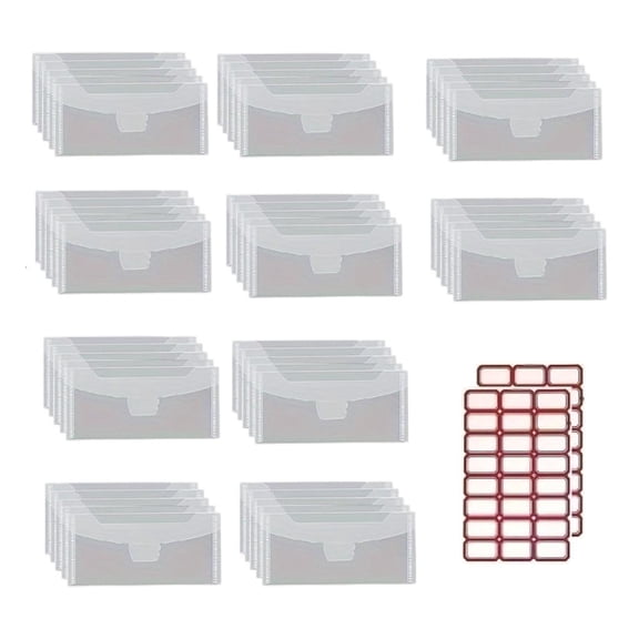 HannLk 50 Pcs Clear Stamp Storage Bag Plastic Envelopes Die Storage Pockets for Card