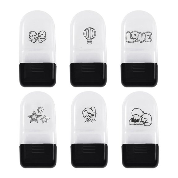 HannLk 6Pcs Cartoon Roller Stamp For Kids Student Card Making Scrapbooking Journal