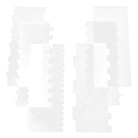 HannLk 6Pcs Transparent Clear Acrylic Cake Scraper Set Decorating Contour Comb Tooth Cake Trim Smoother Tool Pastry Cutter