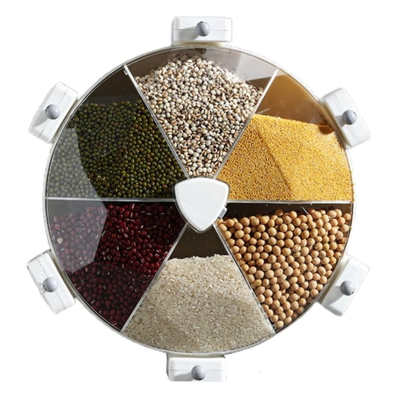 HannLk 8.5L Wall-Mounted Grain Divided Cereal Dispenser Rotating Storage Containers Can