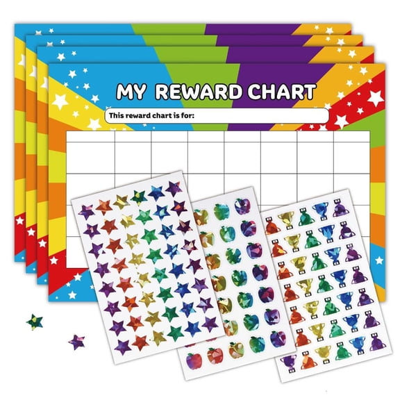 HannLk Adhesive Star Reward Sticker with My Chore Chart Sheet Kids Motivation Set