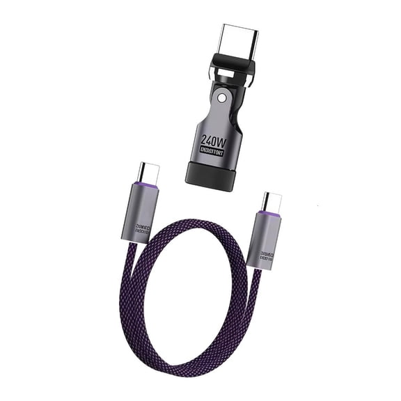 HannLk Aluminum 240W USB C Charging Cable With Rotatable Connector For Phone Tablet