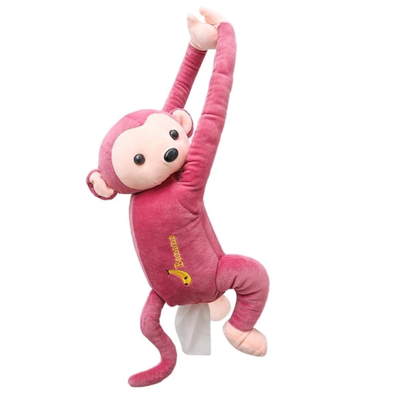 HannLk Cute Plush Monkey Hanging Tissue Boxes Napkin Tissue Paper Boxes Holder