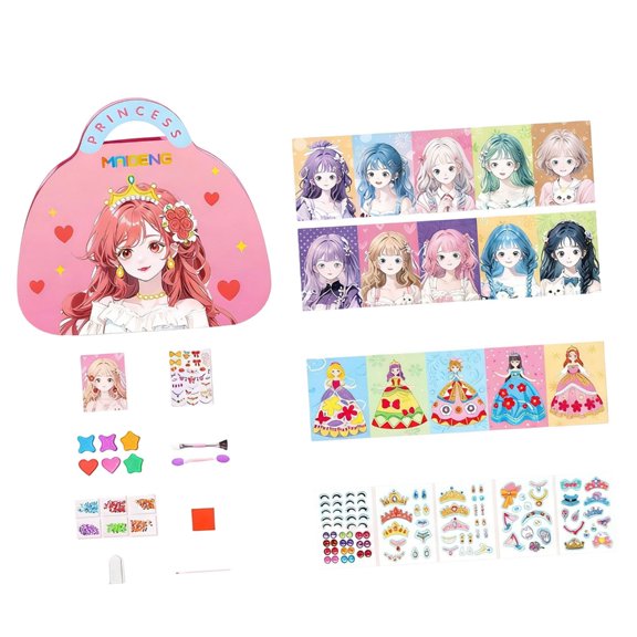 HannLk Funny Interactive Cartoon Sticker Book Craft Activity Makeup Bag Toy For Kids