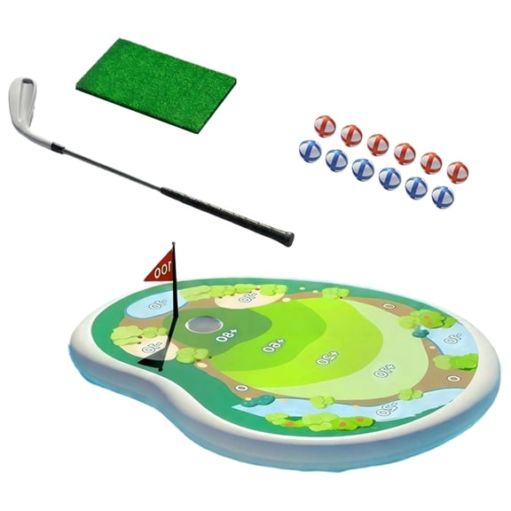 HannLk Large Inflatable Golf Area For Pools Comes With Putter Flags And Training Mat