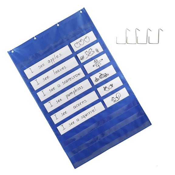 HannLk Learning Pocket Chart Sentence Strips Holder Teaching Hanging Bag with Hook