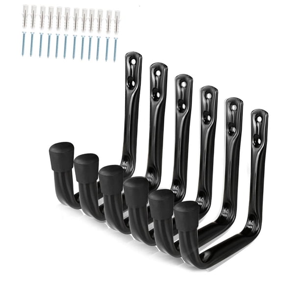 HannLk Multifunctional Steel Hooks Set Of 6 For Garage Bike Storage Solution