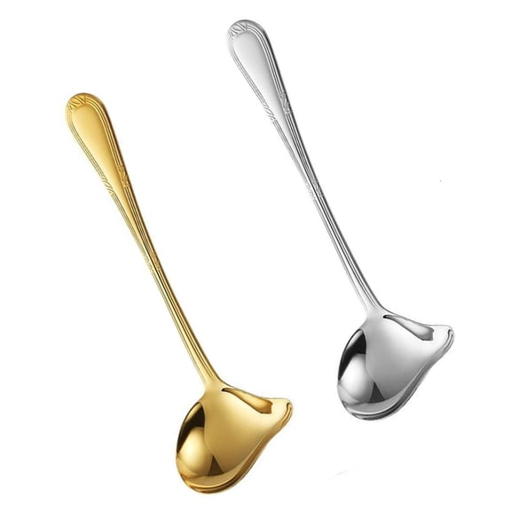 HannLk Pack Of 2 Stainless Steels Small Gravy Ladle with Pouring Spout For Soup Sauce