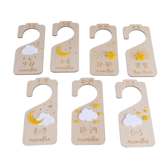 HannLk Pack of 7 Practical Nursery Wardrobe Sorting Panels Wood Baby Closet Dividers