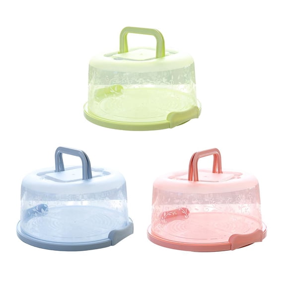 HannLk Plastic Round Cake Box With Handle for Case Birthday Wedding Party Storage Box C