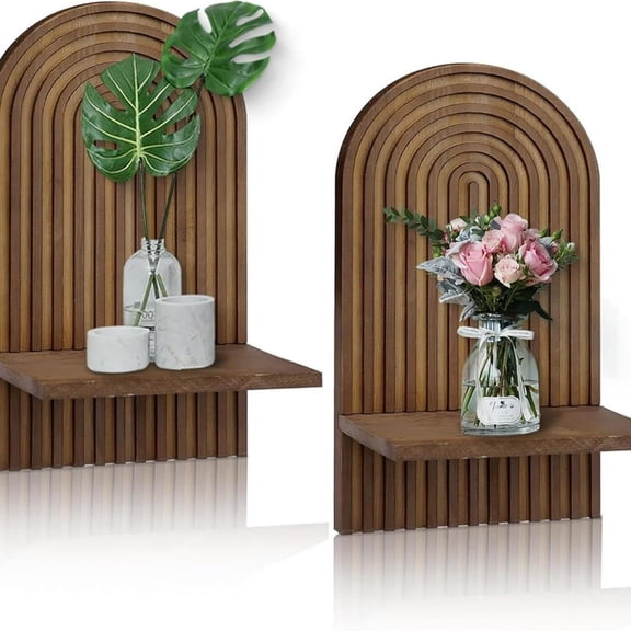 HannLk Set Of 2 Rainbow Wood Hanging Shelves for Small Plant Bedroom Storage Racks
