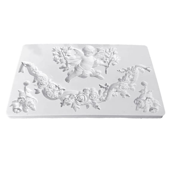 HannLk Set of 1 Angel Baby Border Silicone Mold Cupcake Topper Fondant Mould Cake Candy