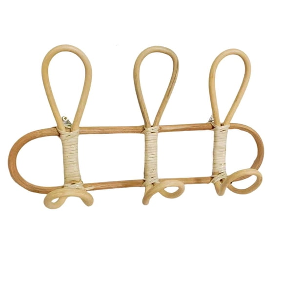 HannLk Simple Rattan Weave Coat Hooks Wall Mountable Hanger for Home and Office Use