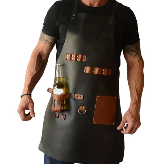 HannLk Strong PU Leather Apron For Barbecue And Camping dense Yet Long Wearing