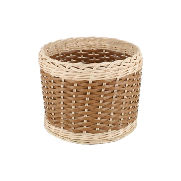 HannLk Sturdy Rattan Styles Round Storage Bin for Office Supplies or Dorm Use