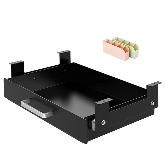 HannLk Under Desk Drawer Storage Box Pen Holder Hidden Sorting Box Tray Organizer