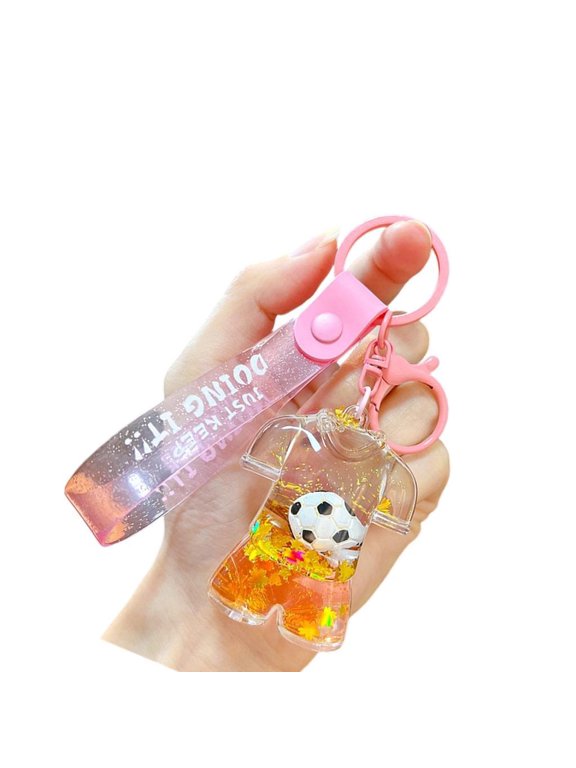 Unique Moving Liquid Football Top Key Holder Handbag Ornament Bag Pendant